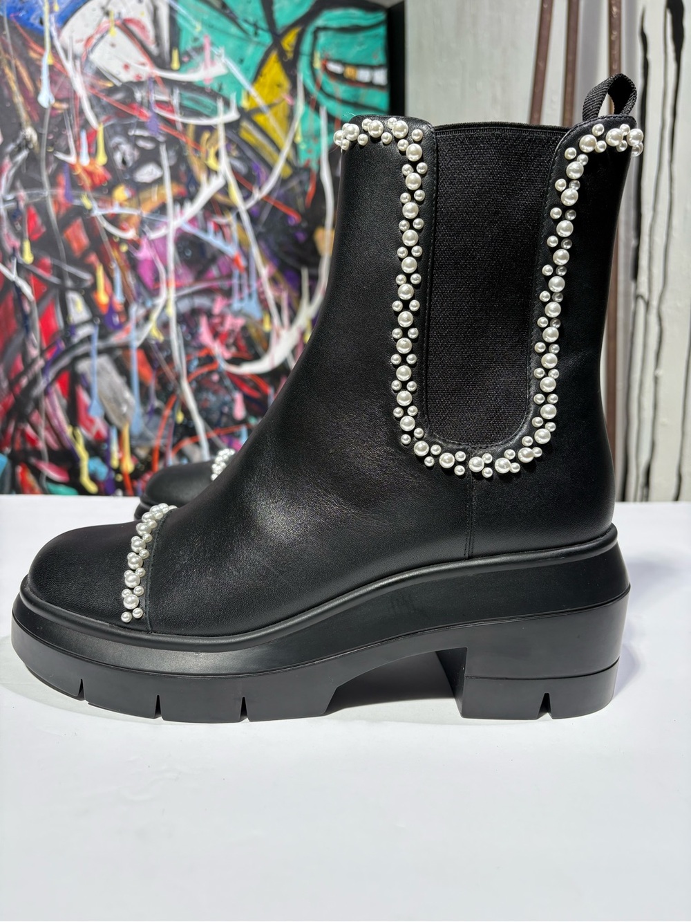 Stuart Weitzman Norah Leather Beaded Boots